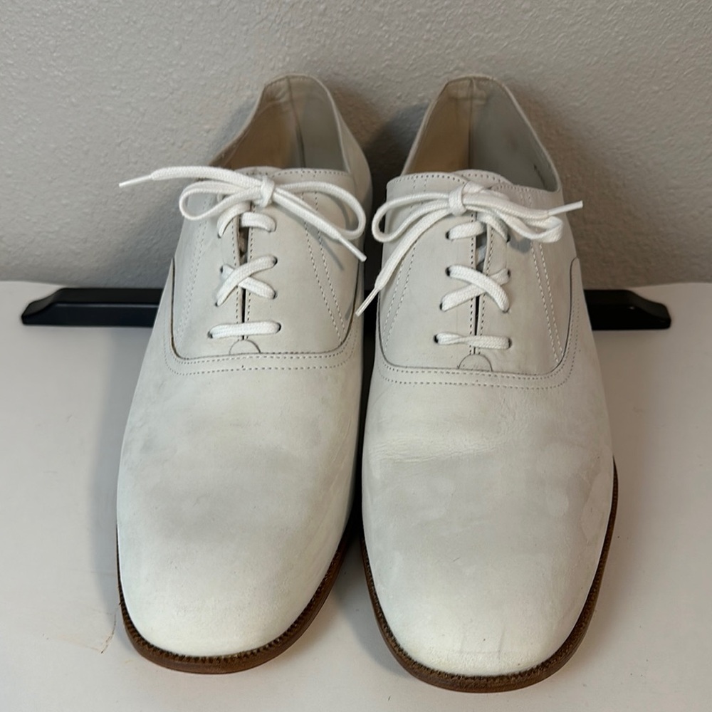 White Textured Oxfords with Classic Lace-Up Design